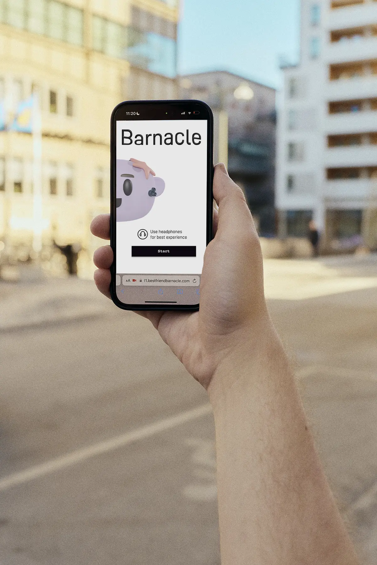 Barnacle start screen on a phone