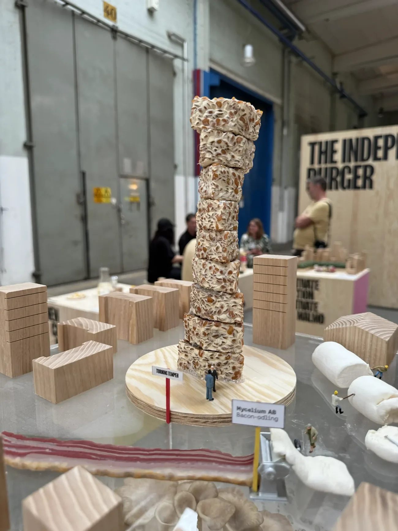 Turning Tempeh, a model of Turning Torso built from dried tempeh